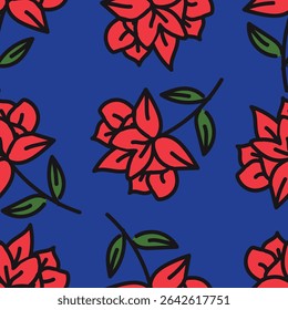 Floral seamless pattern. Climbing flowers wallpaper. Design for textile, fabric, wallpaper. Tile floral background. Two colors flowers pattern. Vector pattern