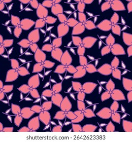 Padrão floral sem emenda. Papel de parede de flores de escalada. Design para têxtil, tecido, papel de parede. Fundo floral do azulejo. Padrão de flores de duas cores. Padrão de vetor
