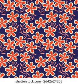 Padrão floral sem emenda. Papel de parede de flores de escalada. Design para têxtil, tecido, papel de parede. Fundo floral do azulejo. Padrão de flores de duas cores. Padrão de vetor