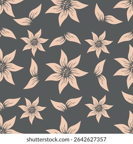 Padrão floral sem emenda. Papel de parede de flores de escalada. Design para têxtil, tecido, papel de parede. Fundo floral do azulejo. Padrão de flores de duas cores. Padrão de vetor