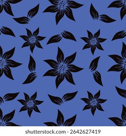Patrón floral sin fisuras. Fondo de pantalla de flores trepadoras. Diseño para textil, tela, Fondo de pantalla. Azulejo de fondo floral. Patrón de flores de dos colores. Patrón de Vector
