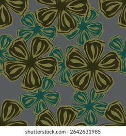 Floral seamless pattern. Climbing flowers wallpaper. Design for textile, fabric, wallpaper. Tile floral background. Two colors flowers pattern. Vector pattern