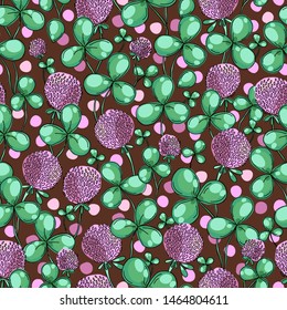 Floral  seamless pattern with clover.  Hand drawn flowers are perfect design for fashion, fabric, wrapping paper, textile, scrapbooking paper.