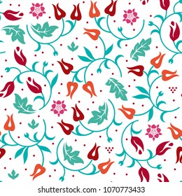 Floral seamless pattern with cold color scheme. Vector illustration
