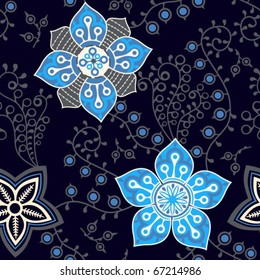Floral seamless pattern in cold colors