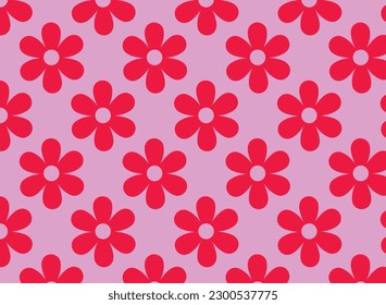floral seamless pattern collection. 70s style flower background. Pink color groovy artwork bundle, y2k nature backgrounds with spring plants