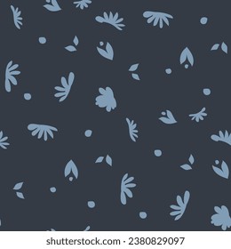 Floral Seamless pattern collection background, isolated flowers branches. Blue and brown boho oriental flora and botany. Nature leaves and foliage. Vector illustration