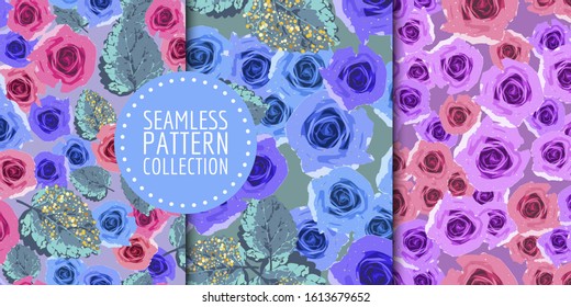 Floral seamless pattern collection. Vector design for paper, fabric, interior decor and cover