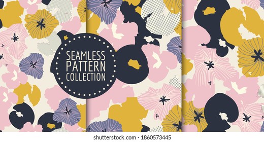 Floral seamless pattern collection. Vector design for paper, fabric, interior decor and cover
