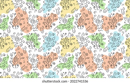Floral seamless pattern with color spot for decorating, paper, fabric,  web.