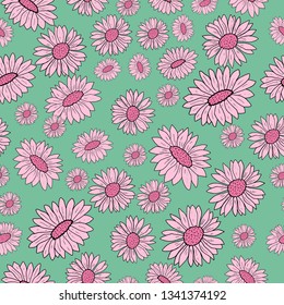 Floral seamless pattern with colored flowers. Vector illustration. Seamless vector texture. Elegant template for fashion prints. Background in retro colores.