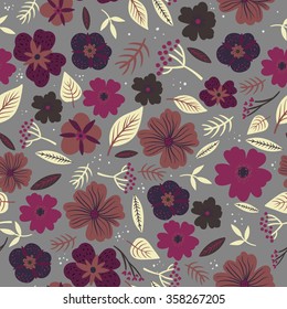 Floral seamless pattern. Colored flowers vector illustration.