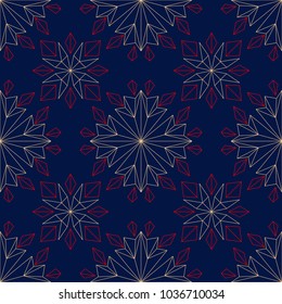 Floral seamless pattern. Colored red and blue background for wallpapers, textile and fabrics