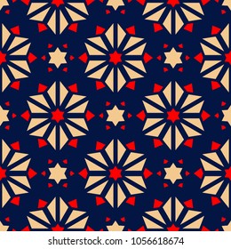 Floral seamless pattern. Colored red and blue background for wallpapers, textile and fabrics
