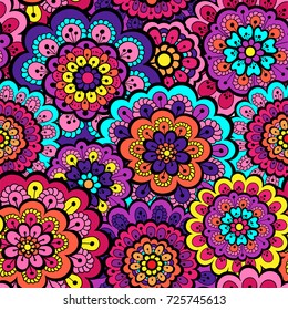 Floral Seamless Pattern. Colorful endless vector illustration. Cute and fancy background for wallpaper, website, textile, greeting cards, wedding invitations, wrapping, book covers, printing design