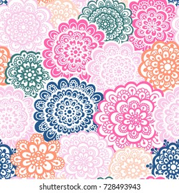 Floral Seamless Pattern. Colorful endless vector illustration. Cute and fancy background for wallpaper, website, textile, greeting cards, wedding invitations, wrapping, book covers, printing design