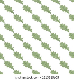 Floral seamless pattern with colorful exotic leaves on white background. Tropic green oak branches. Fashion vector stock illustration for wallpaper, posters, card, fabric, textile.