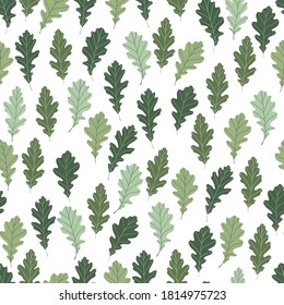 Floral seamless pattern with colorful exotic leaves on white background. Tropic green oak branches. Fashion vector stock illustration for wallpaper, posters, card, fabric, textile.