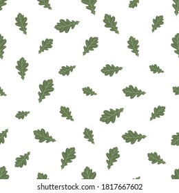 Floral seamless pattern with colorful exotic leaves on white background. Tropic green oak branches. Fashion vector stock illustration for wallpaper, posters, card, fabric, textile.