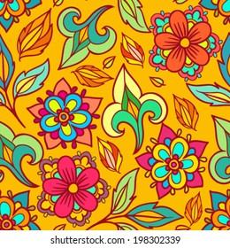 Floral seamless pattern with colorful flowers
