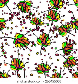 floral seamless pattern with colors bright abstract flowers