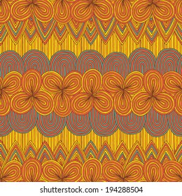 Floral seamless pattern in colors is hand drawn nature-like composition. Illustration is in eps8 vector mode, background on separate layer. 