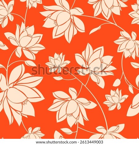 Floral Seamless Pattern. Contemporary Print Design with Abstract Flowers. Monochrome Fashionable Botanical Template for Modern Design, Fabric, Patterns, Textile.