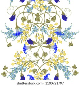 Floral seamless pattern with convolvulus on a white background
