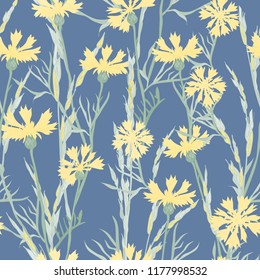 Floral seamless pattern of cornflowers.