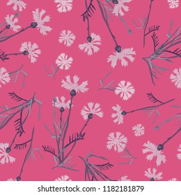 Floral seamless pattern of cornflowers.