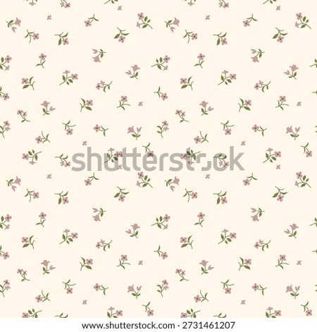 Floral seamless pattern, cottage core ditsy print, gentle meadow flower on light background. Small hand drawn flower, light tone style design for fashion, texture, fabric, wallpaper
