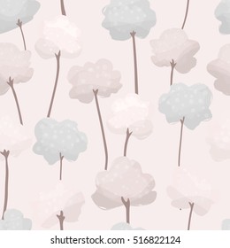 Floral seamless pattern of cotton balls. Tender and delicate pink background. EPS 10 vector illustration