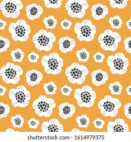 Floral seamless pattern with creative decorative flowers in scandinavian style. Great for fabric, textile. Vector background