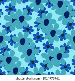 Floral Seamless Pattern. Cute Combination of Big and Small Flowers in Rustic Style. Simple Natural Texture for Calico, Chintz, Textile. Delicate Print for Dress or Linen.