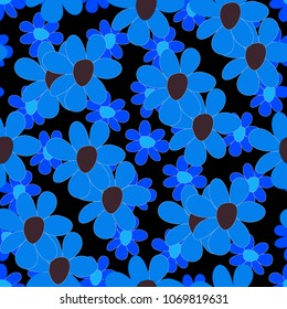 Floral Seamless Pattern. Cute Combination of Big and Small Flowers in Rustic Style. Simple Natural Texture for Calico, Chintz, Textile. Delicate Print for Dress or Linen.