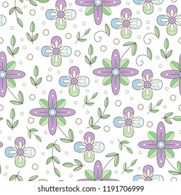 Floral seamless pattern. Cute flower weddding paper.