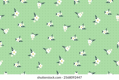 Floral seamless pattern cute flower summer trendy vintage retro style repeatable