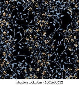 Blumenmuster nahtlose Muster mit schmalen Blumen. Ornament für Shirt Textile Tablecloth. Modernes Muster für Papierumschlag. Vektornahtlose Blumen. Farbenfrohe, moderne Berichterstattung.