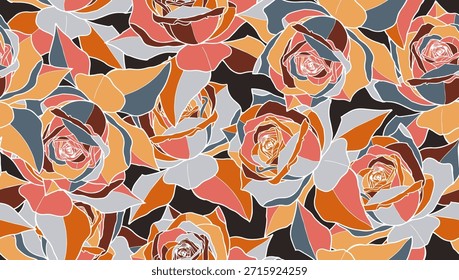 Floral Seamless Pattern. Cute Flowers Wallpaper Background Design. Botanical Template for Textile, Fabric, Print, Banner, Web, Social Media. Vector Illustration. Not AI