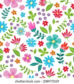  Patrón floral sin fisuras. Flores retro delgadas eran perfectas para invitaciones de boda y tarjetas de cumpleaños y otras vacaciones y un bonito fondo de verano