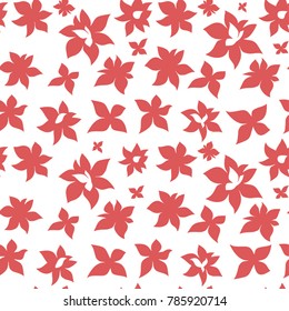 Floral seamless pattern. Cute simple background with red flowers.