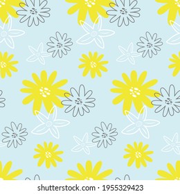 Floral seamless pattern. Cute summer flowers. Summer background. Vector illustration.	
