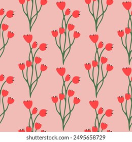 Floral seamless pattern. Cute summer background with flowers and leaves. Modern floral compositions. Fashion vector stock illustration for wallpaper, posters, card, fabric, textile