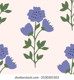 Floral seamless pattern. Cute summer background with flowers and leaves. Modern floral compositions. Fashion vector stock illustration for wallpaper, posters, card, fabric, textile