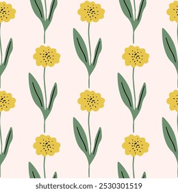 Patrón floral sin fisuras. Lindo fondo de verano con flores y hojas. Composiciones florales modernas. Ilustración de stock de Vector de moda para Fondo de pantalla, carteles, tarjeta, tela, textil