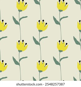 Padrão floral sem emenda. Fundo bonito de verão com flores e folhas. Composições florais modernas. Moda vetor ilustração de estoque para papel de parede, cartazes, cartão, tecido, têxtil