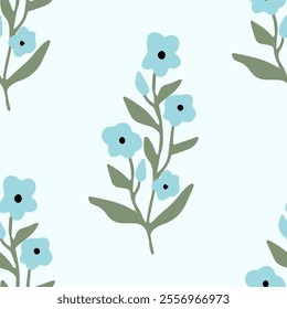 Floral seamless pattern. Cute summer background with flowers and leaves. Modern floral compositions. Fashion vector stock illustration for wallpaper, posters, card, fabric, textile