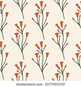 Floral seamless pattern. Cute summer background with flowers and leaves. Modern floral compositions. Fashion vector stock illustration for wallpaper, posters, card, fabric, textile