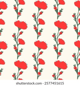 Floral seamless pattern. Cute summer background with flowers and leaves. Modern floral compositions. Fashion vector stock illustration for wallpaper, posters, card, fabric, textile