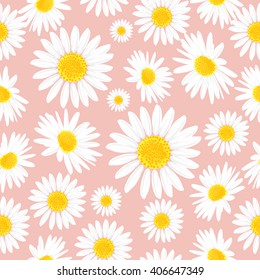 Floral seamless pattern with daisies flowers. Vector background.